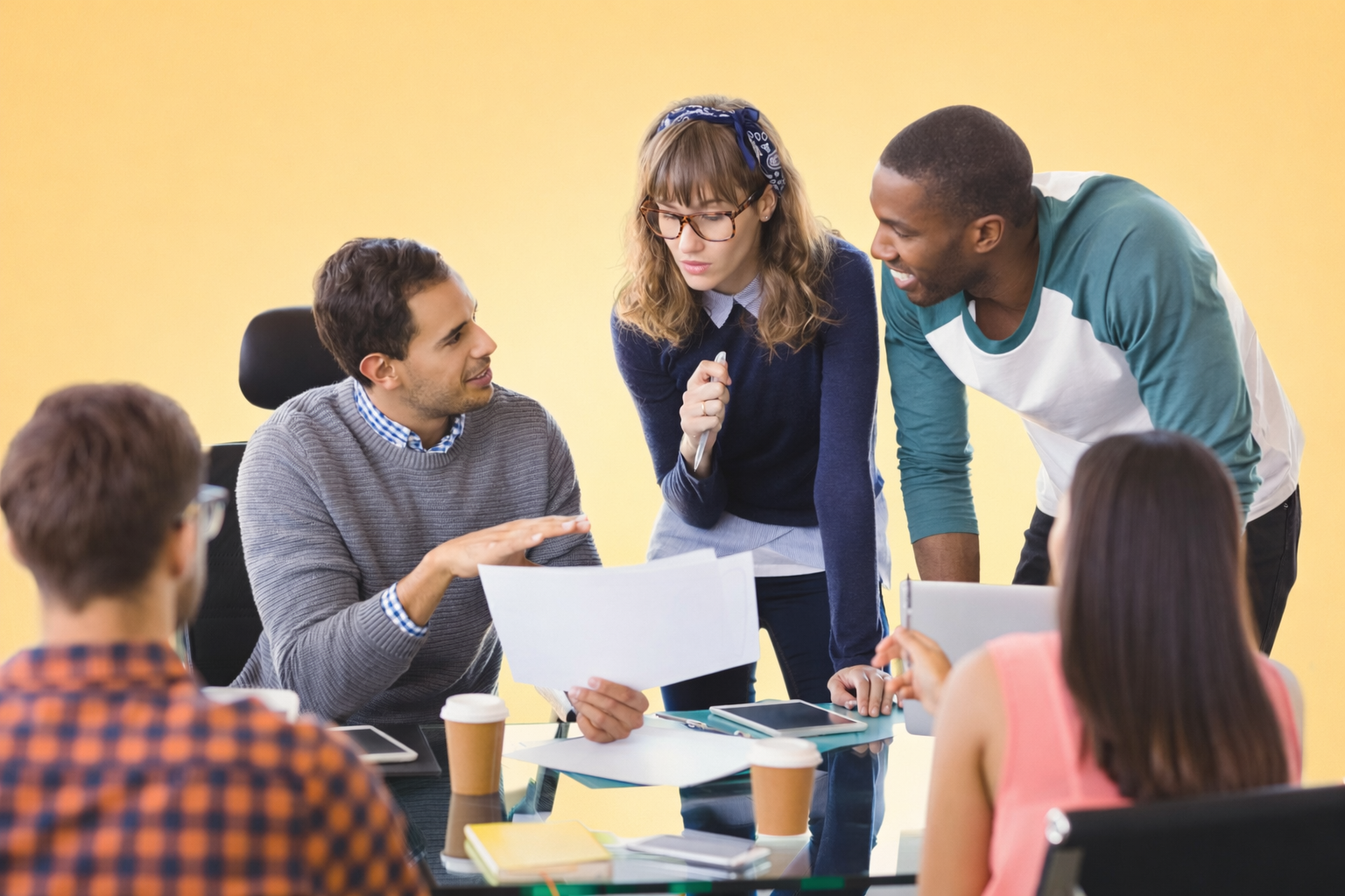 image of game development process (for a mobile gaming) - collaborative team meeting