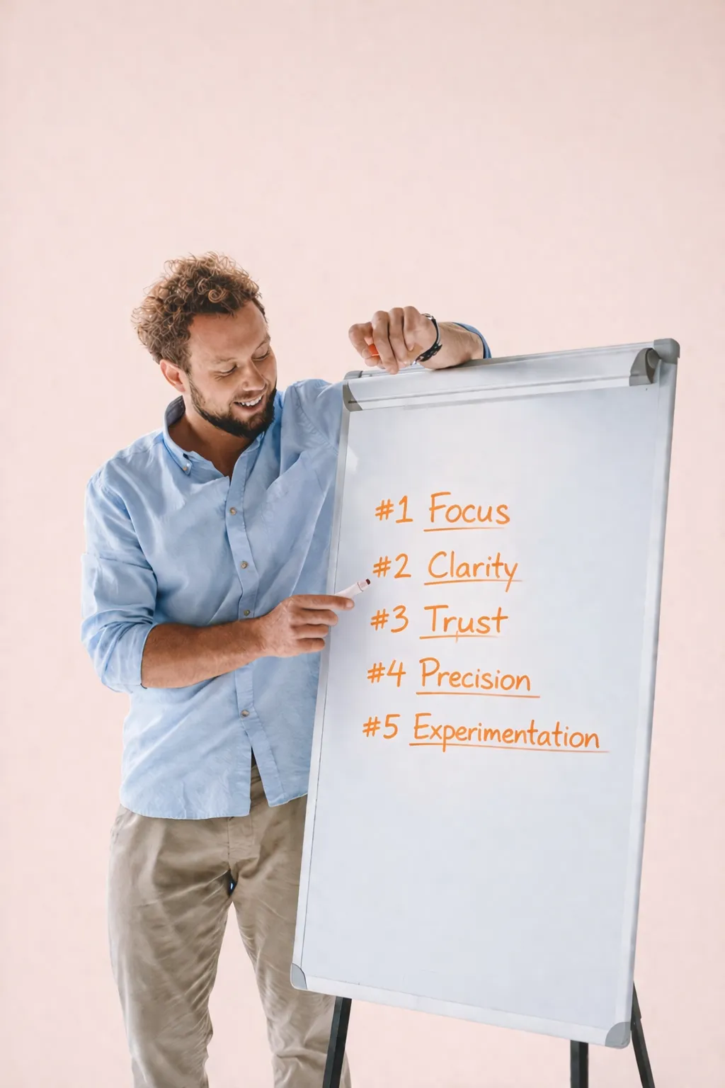 Man writing on a flip chart