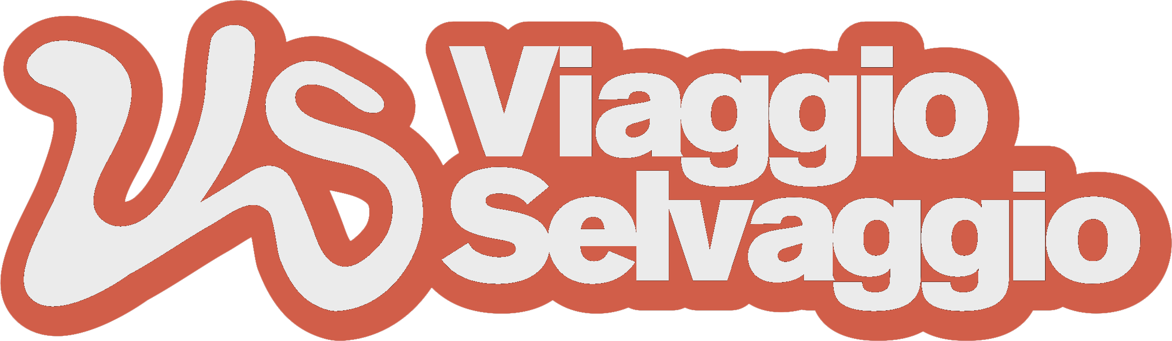 Logo con le lettere bianco e arancio e la scritta 'Viaggio Selvaggio'.