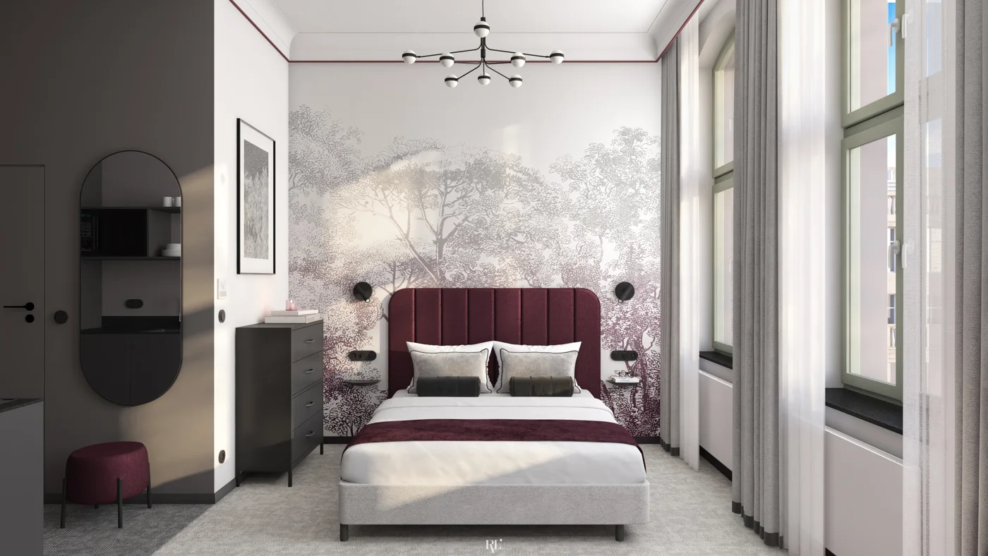 Sypialnia w apartamencie w odnowionej kamienicy