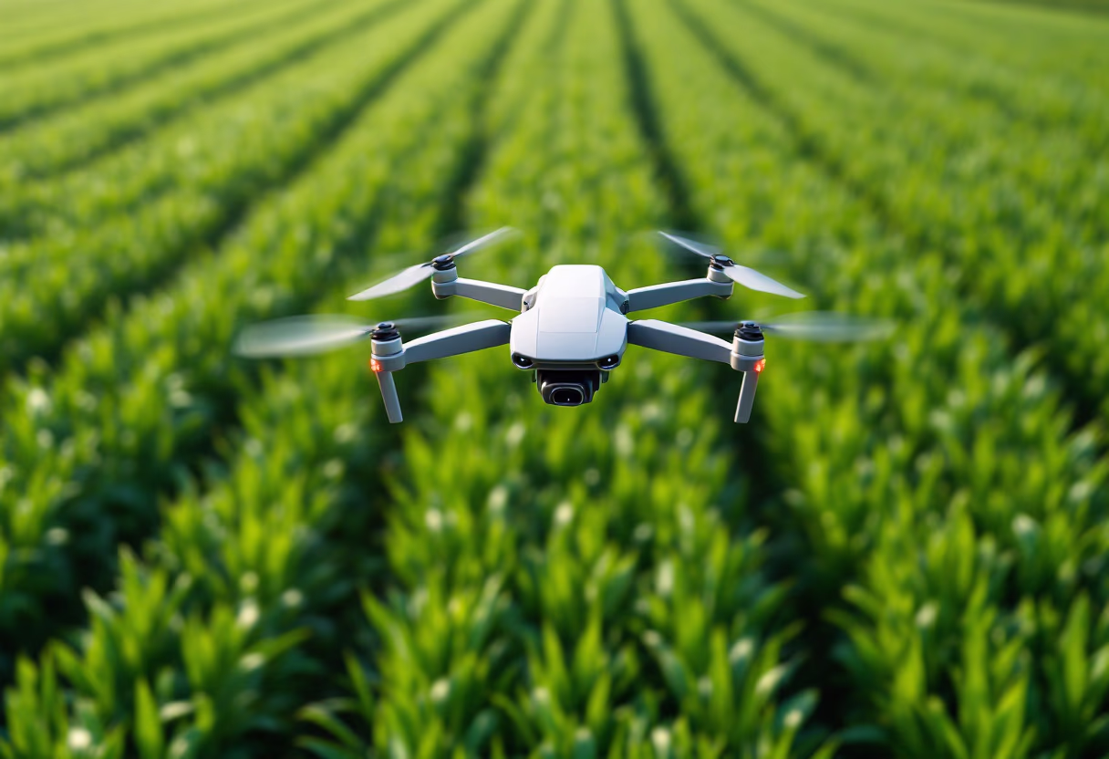 image of agricultural technology usage in a drone field