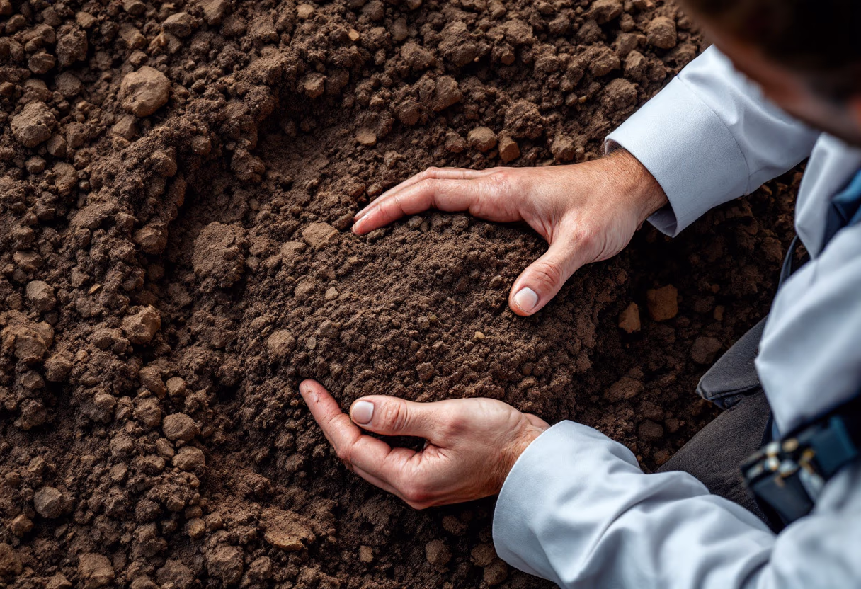 image of technicians inspecting crops