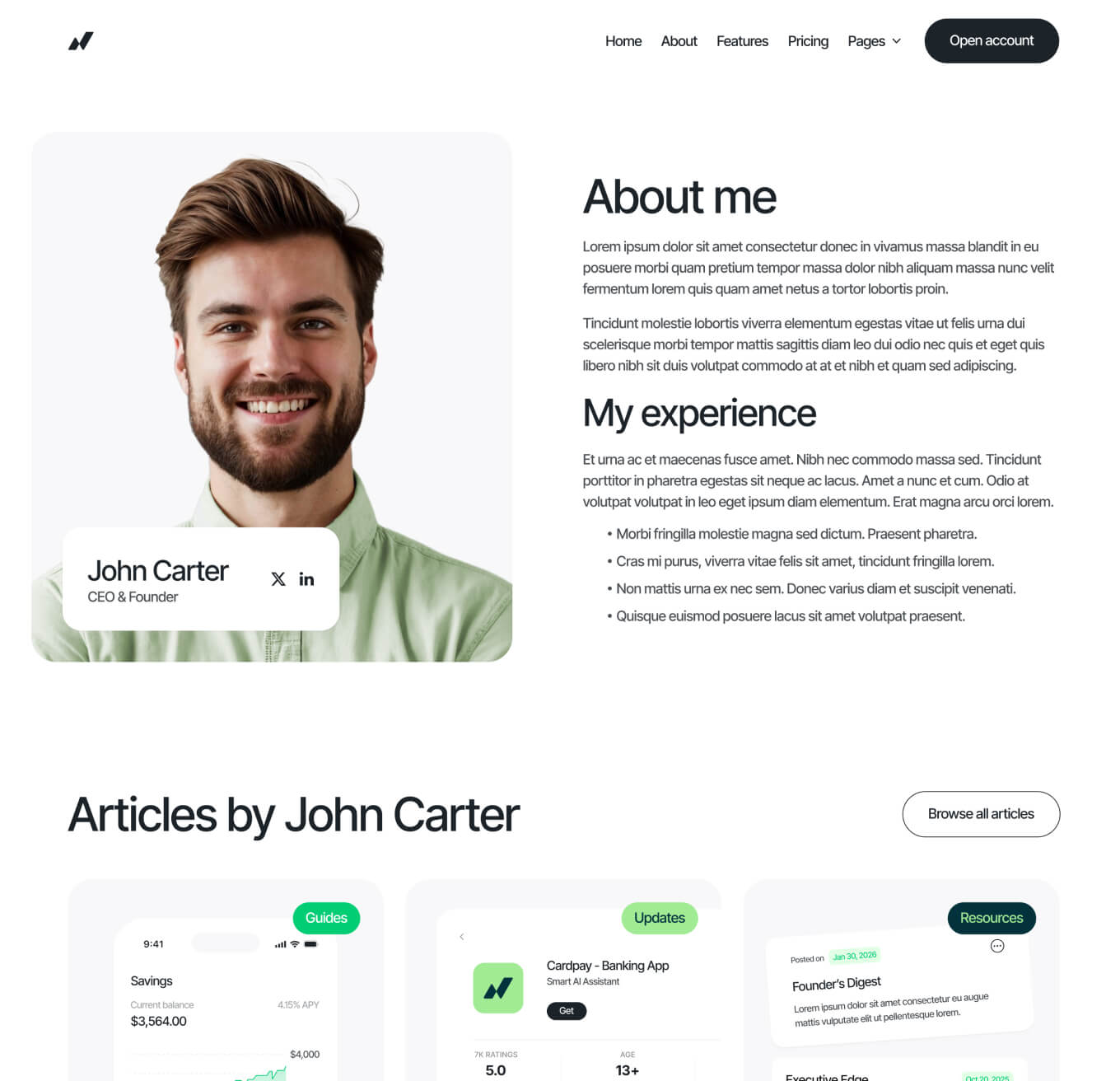 Cardpay - Team Member Single Page - Bank Webflow Template