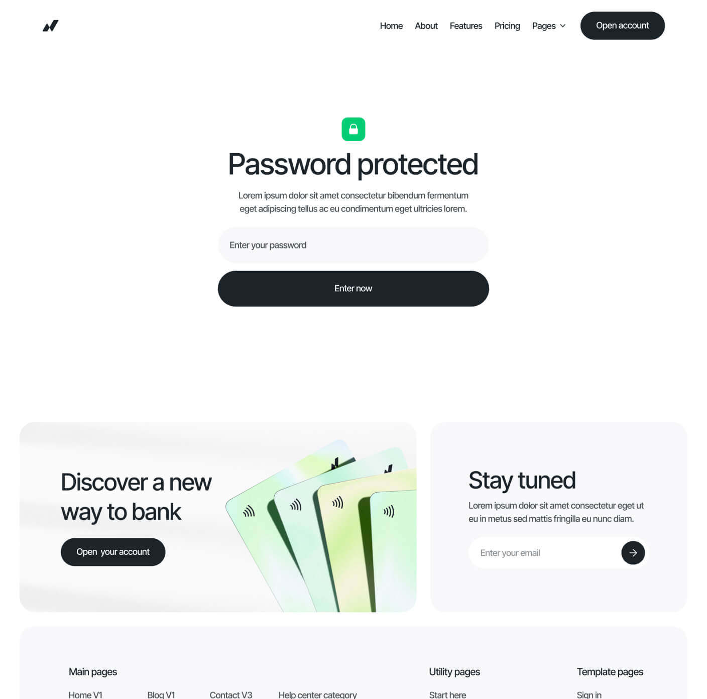 Cardpay - Password Protected Page - Bank Webflow Template
