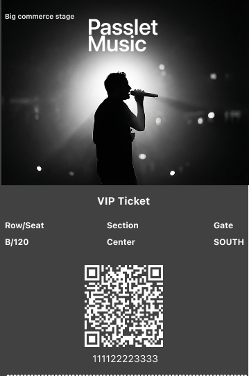VIP ticket for Passlet Music concert