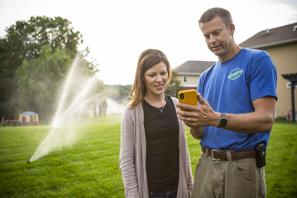 Using smart irrigation app on phone