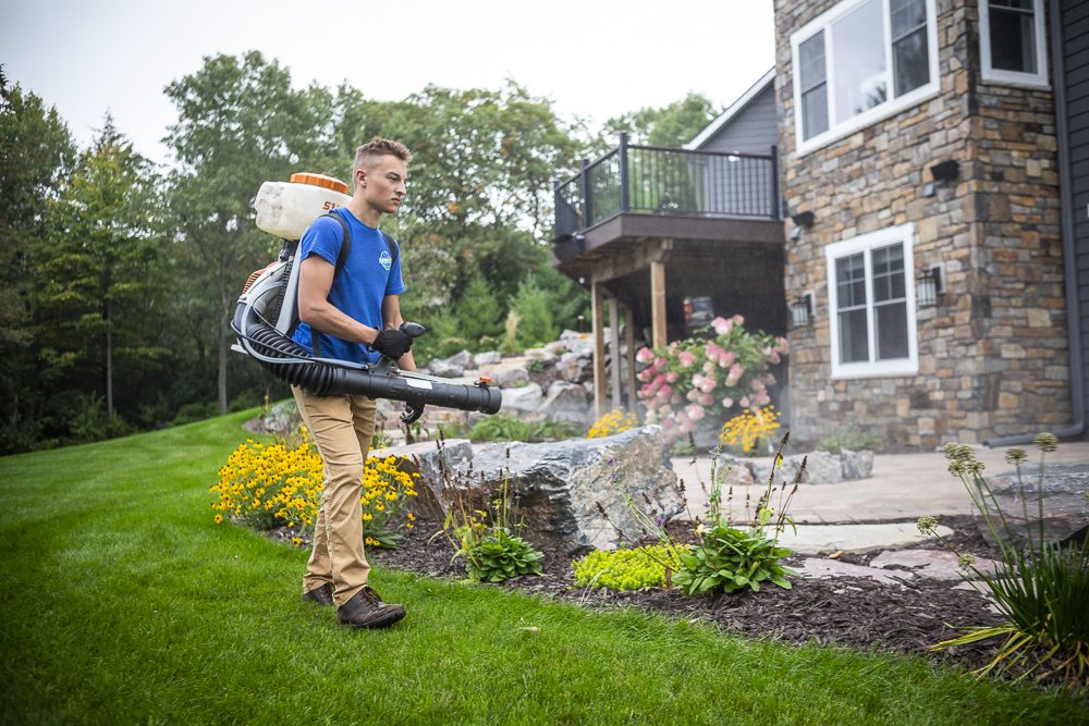 pest control team sprays for mosquitoes