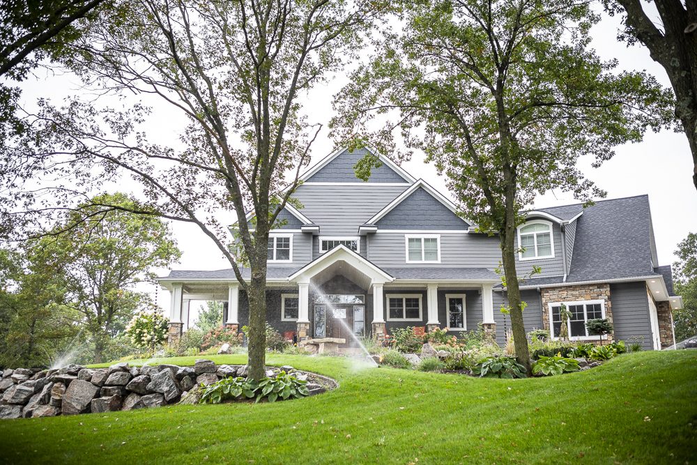 lawn irrigation watering green grass