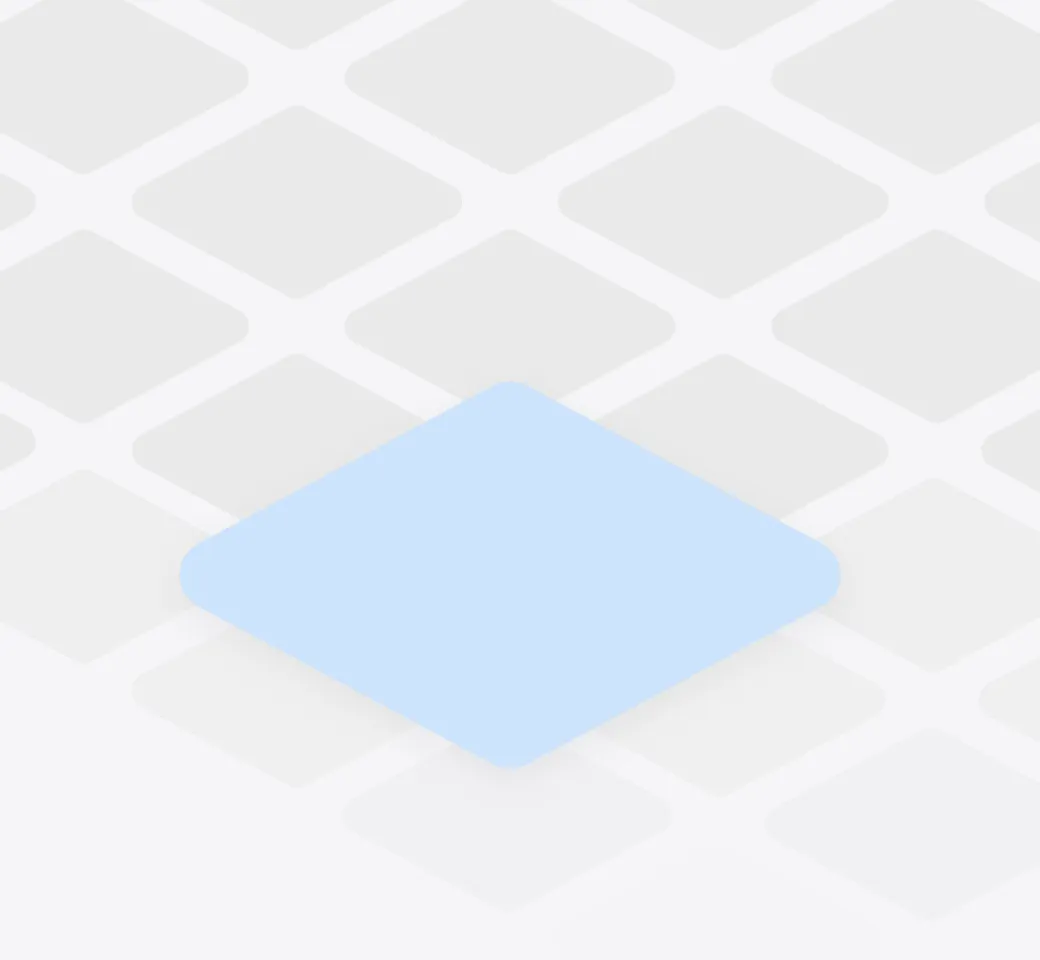 Hellblaues Rhombus-Element im Vordergrund mit mehreren grauen, unscharfen Rhombusformen im Hintergrund.