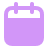 Purple calendar icon with two binder rings on top.