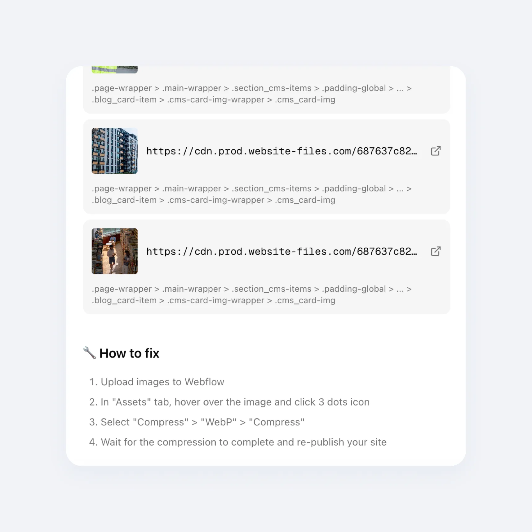 Speedflow "How to fix" block