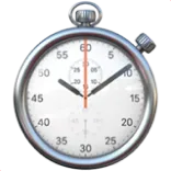 Classic stopwatch showing 14.3 seconds with the second hand near 0 and the minute hand on 14 seconds.