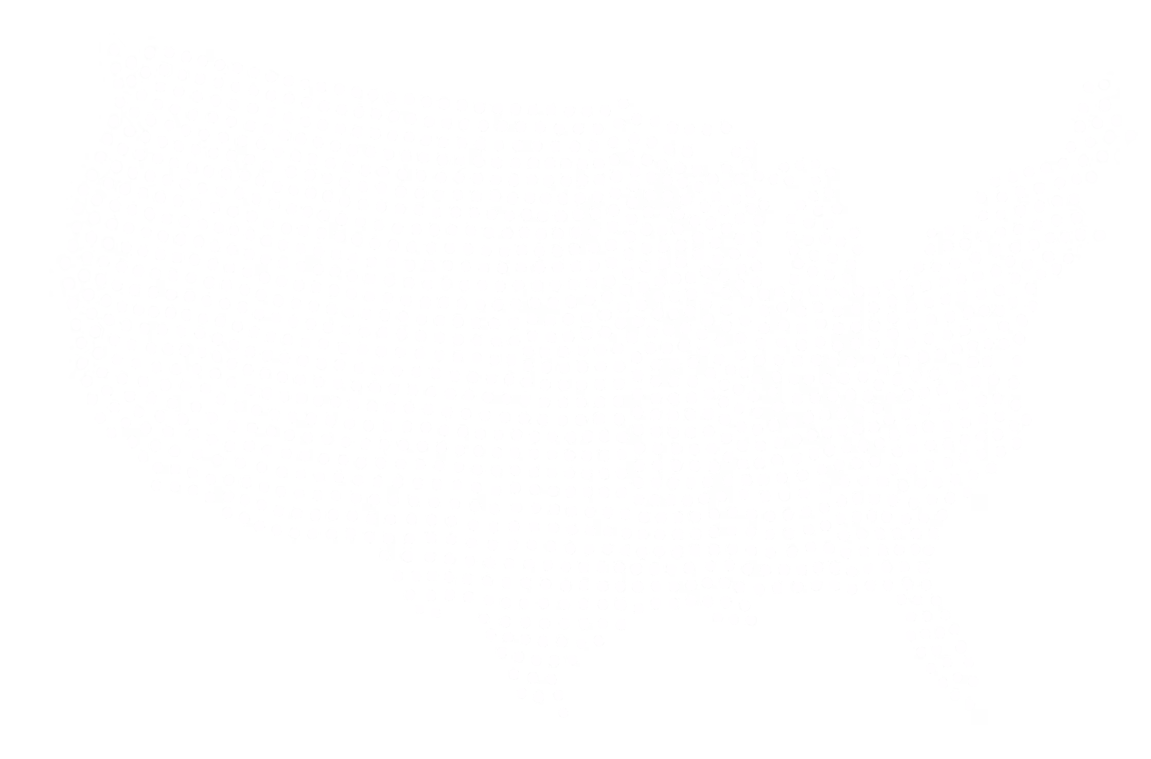 Dot pattern map of the United States on a black background.