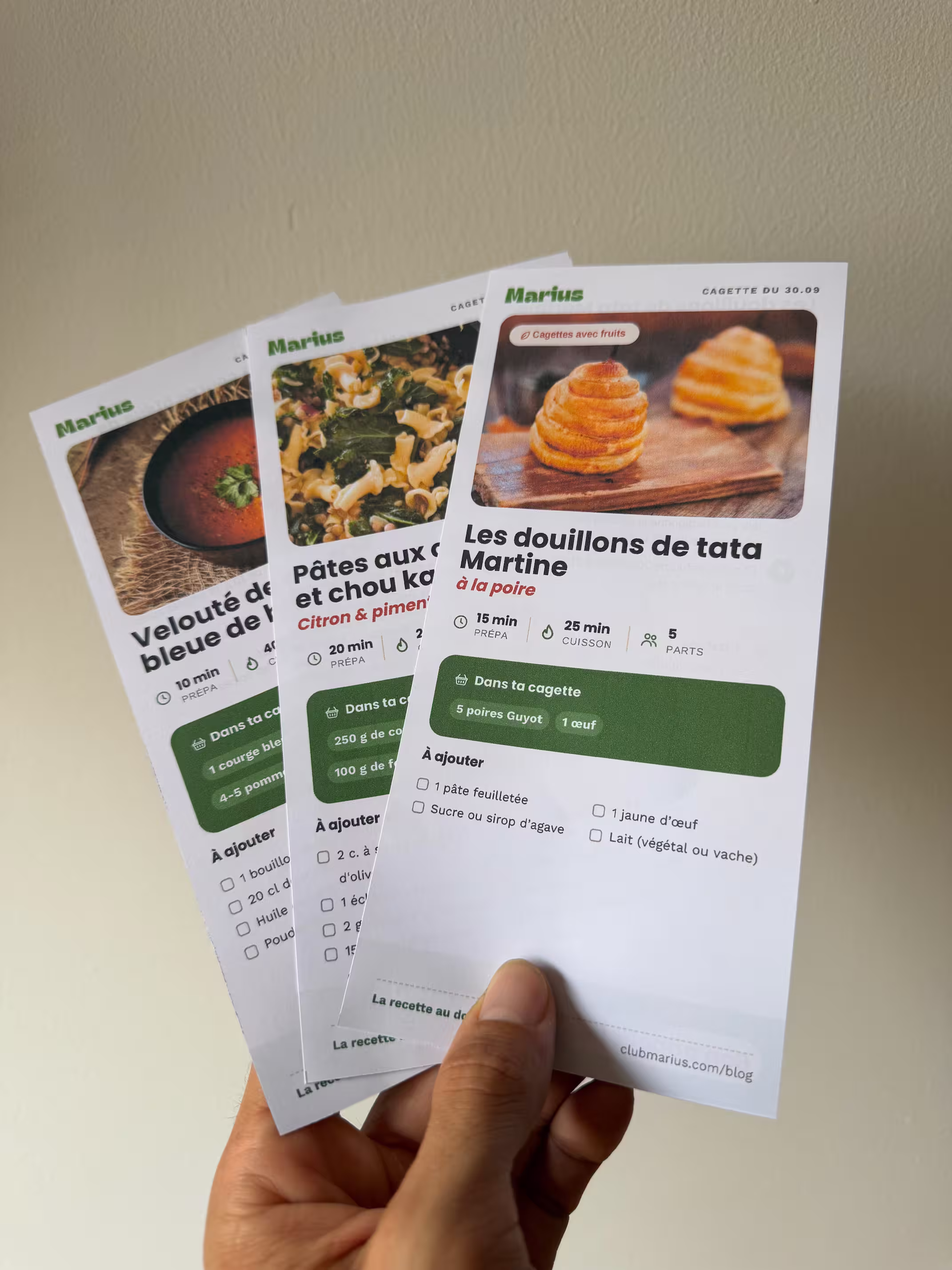 Fiches recettes Marius