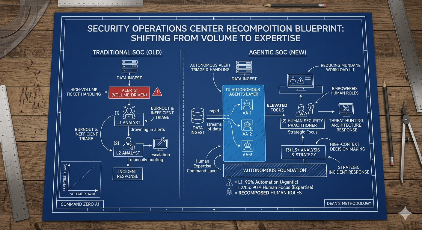 The Recomposition of Security Work: Roles, Expertise, and the Agentic SOC