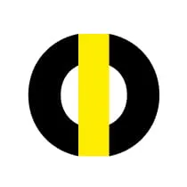 Black circular ring with a vertical yellow stripe running through the center.
