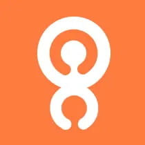 White stylized number 8 logo on an orange background.