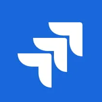 Jira software logo with three white stylized arrows on a blue background.