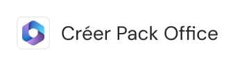 Icon with a blue and purple gradient design next to the text 'Créer Pack Office'.