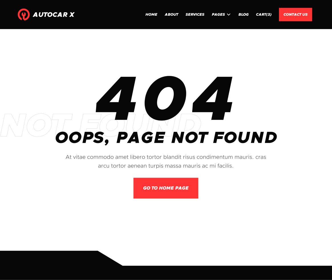 Autocar - 404 not found page - Automotive Webflow Template