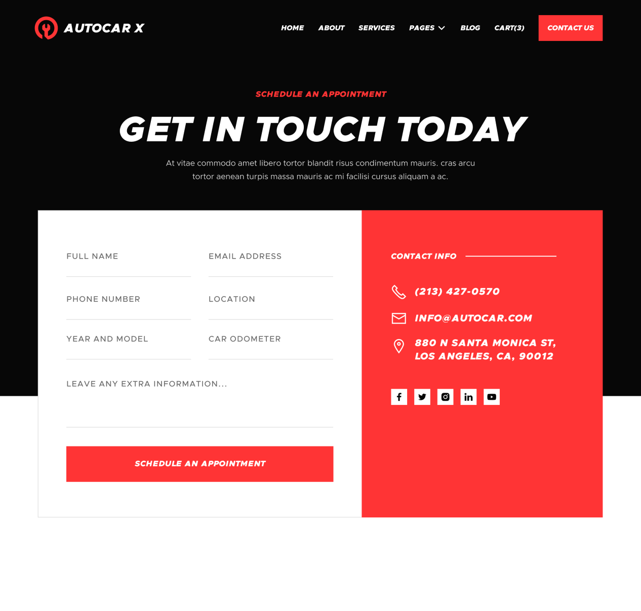 Autocar - Contact page - Automotive Webflow Template