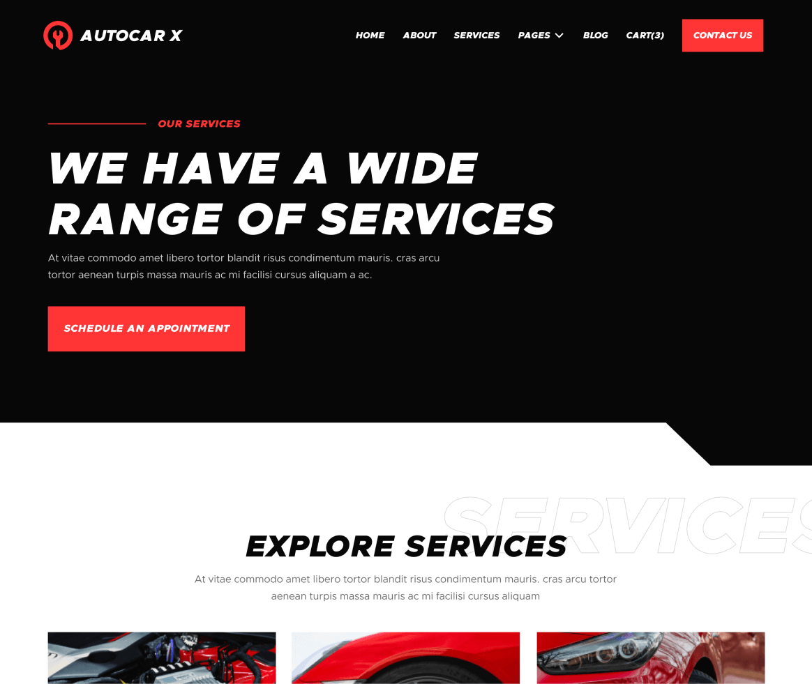 Autocar - Services page - Automotive Webflow Template