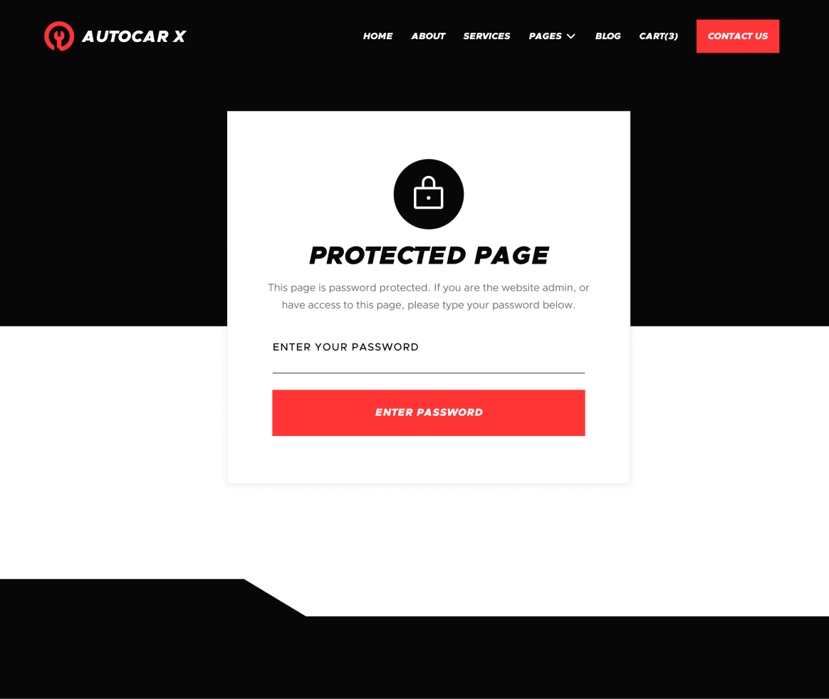 Autocar - Password Protected page - Automotive Webflow Template