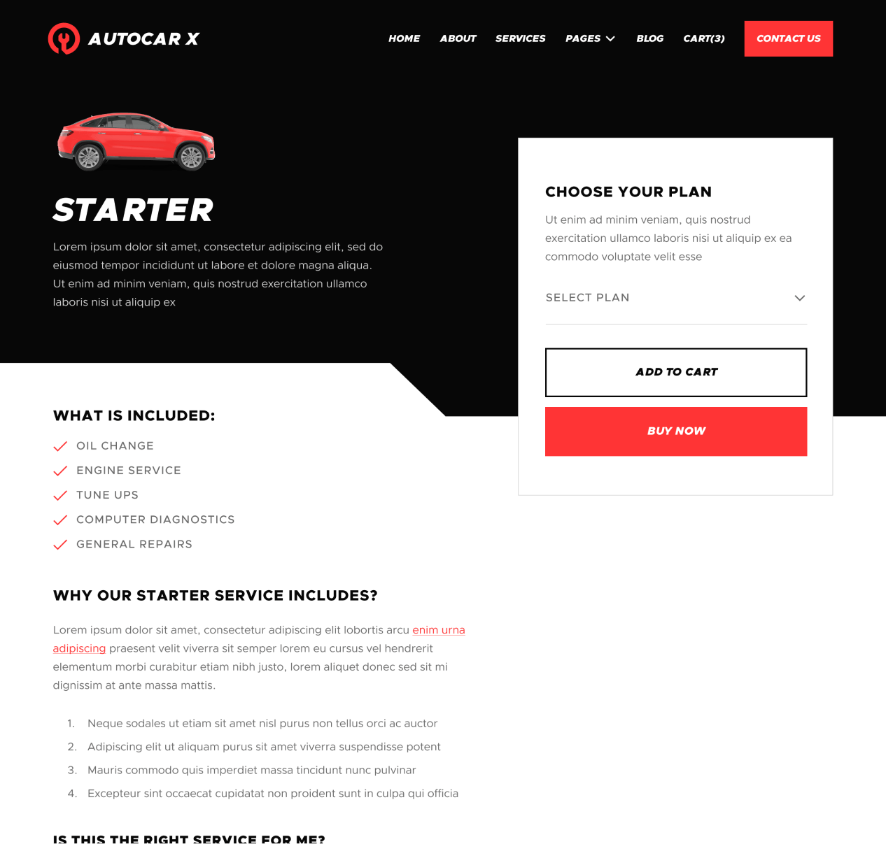Autocar - Package Single page - Automotive Webflow Template