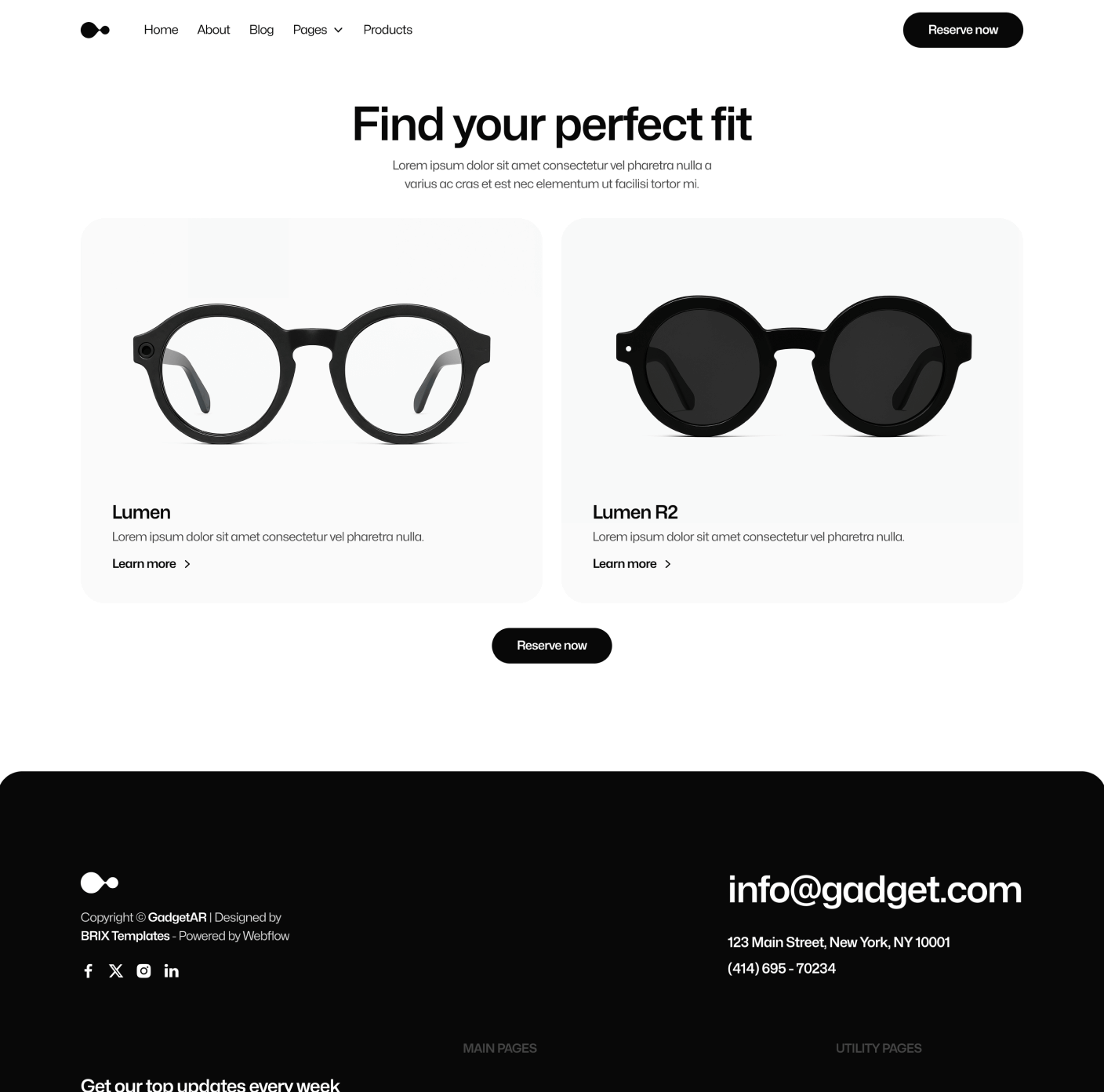 Gadgetar Shop Ai Glasses Webflow Template | BRIX Template
