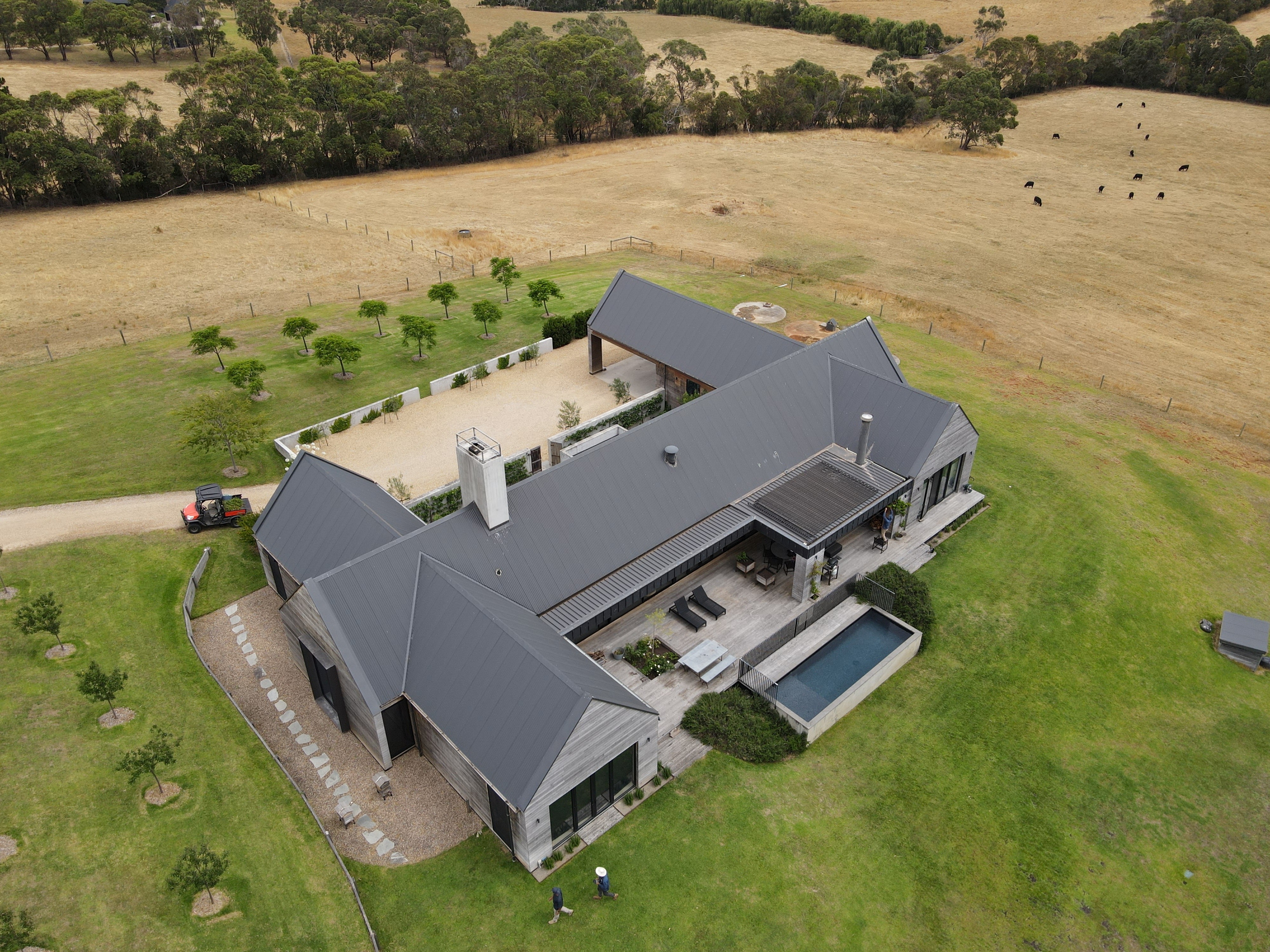 Morning peninsula farm maintenance, paddock mowing 