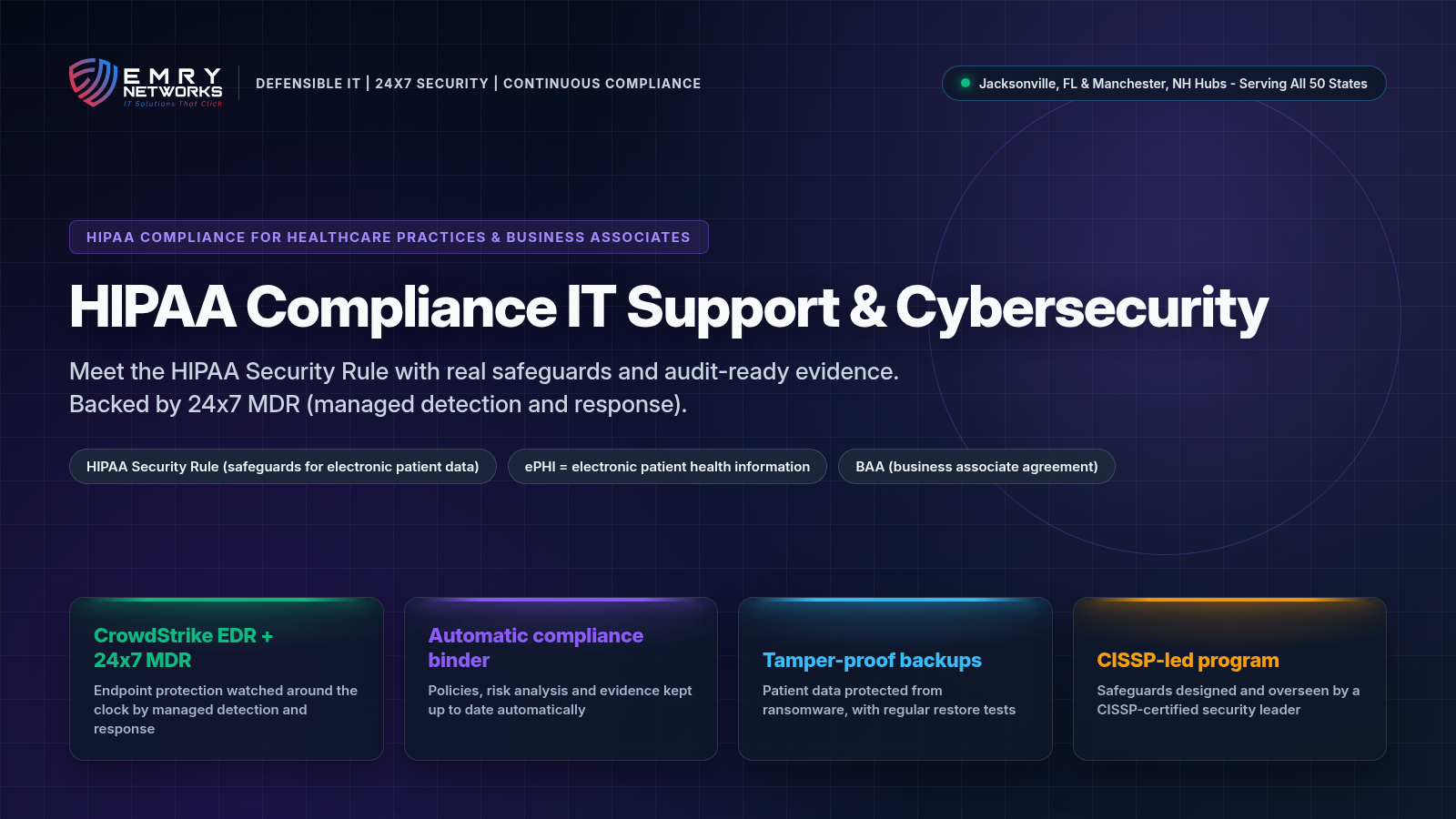 HIPAA compliance IT support and cybersecurity - Emry Networks