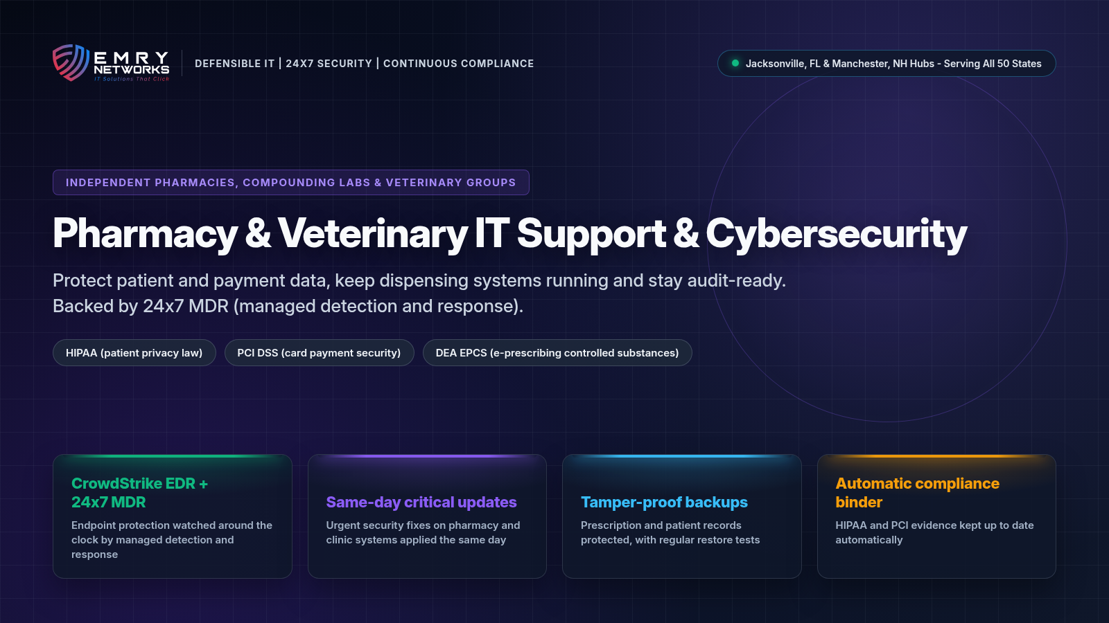 Pharmacy and veterinary IT support and cybersecurity - Emry Networks