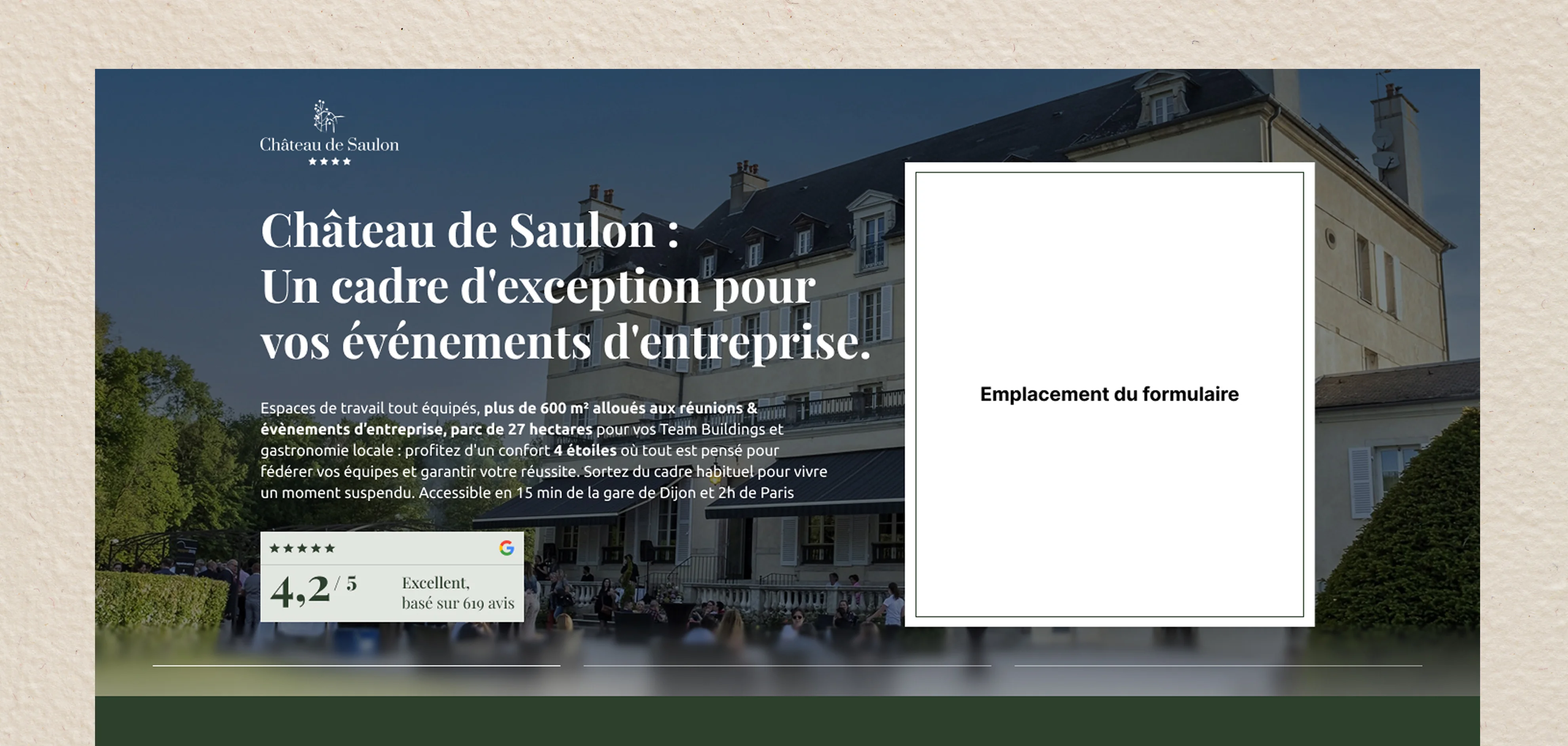 Test Chateau sur vraie page