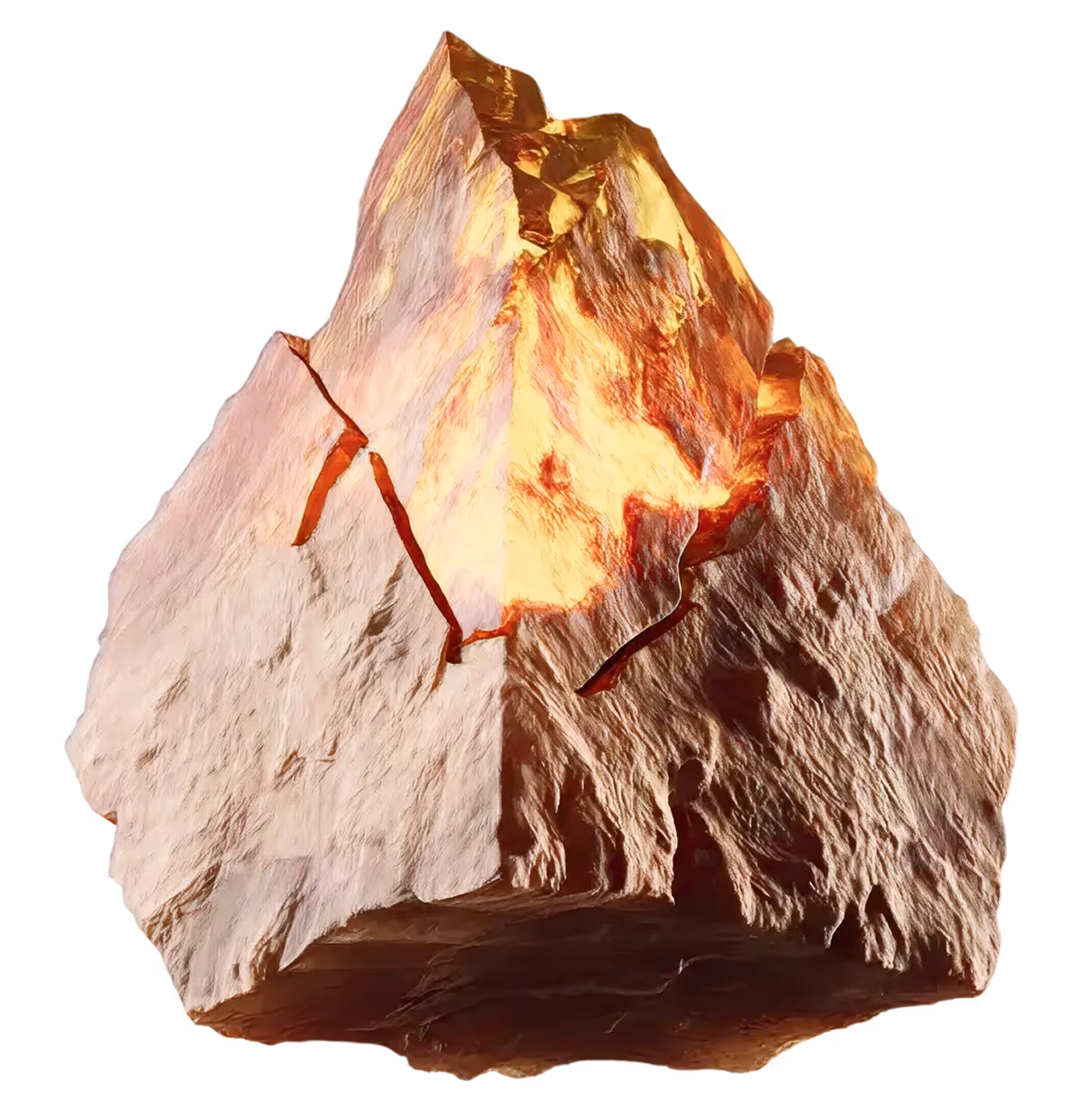 Cracked rock with glowing molten lava visible inside the fissures.