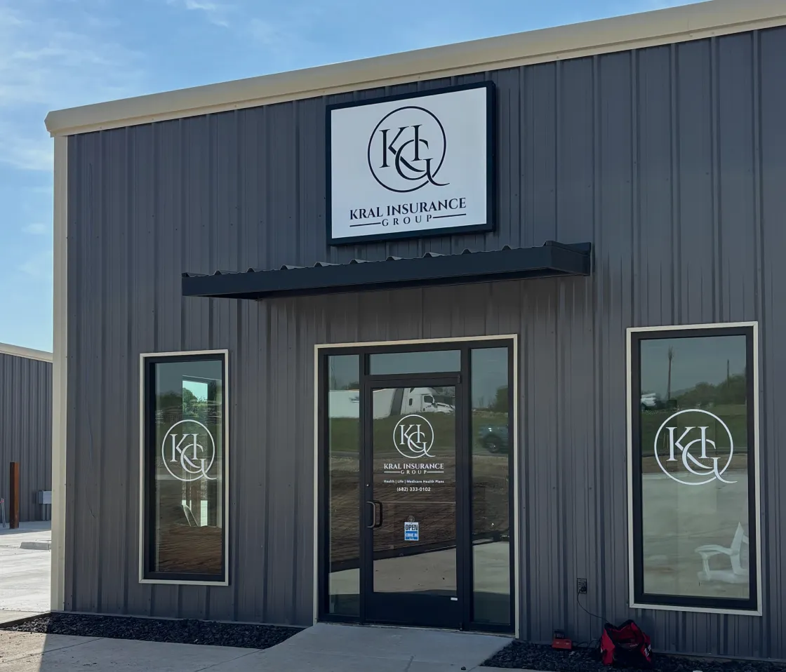 The exterior of an insurance office building