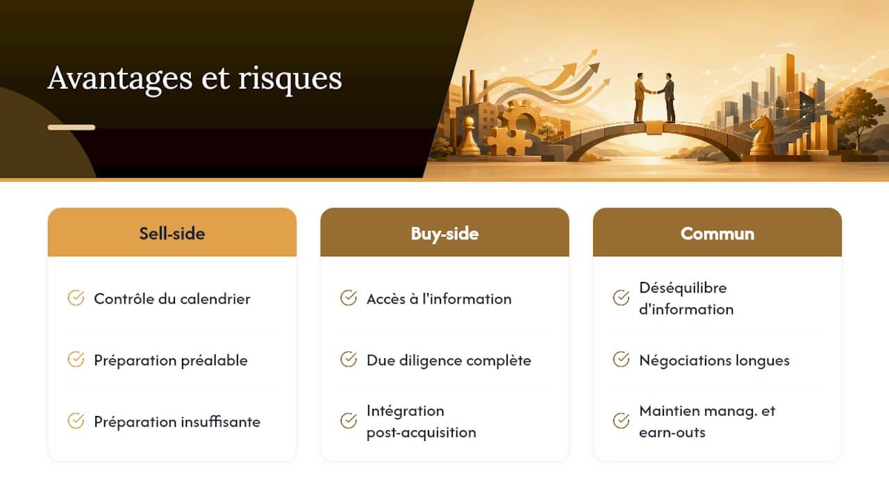 Avantages et risques propres à chaque côté de la transaction — overview diagram