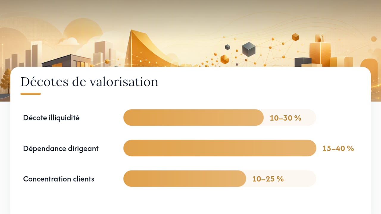 Schéma des fourchettes de décote de valorisation