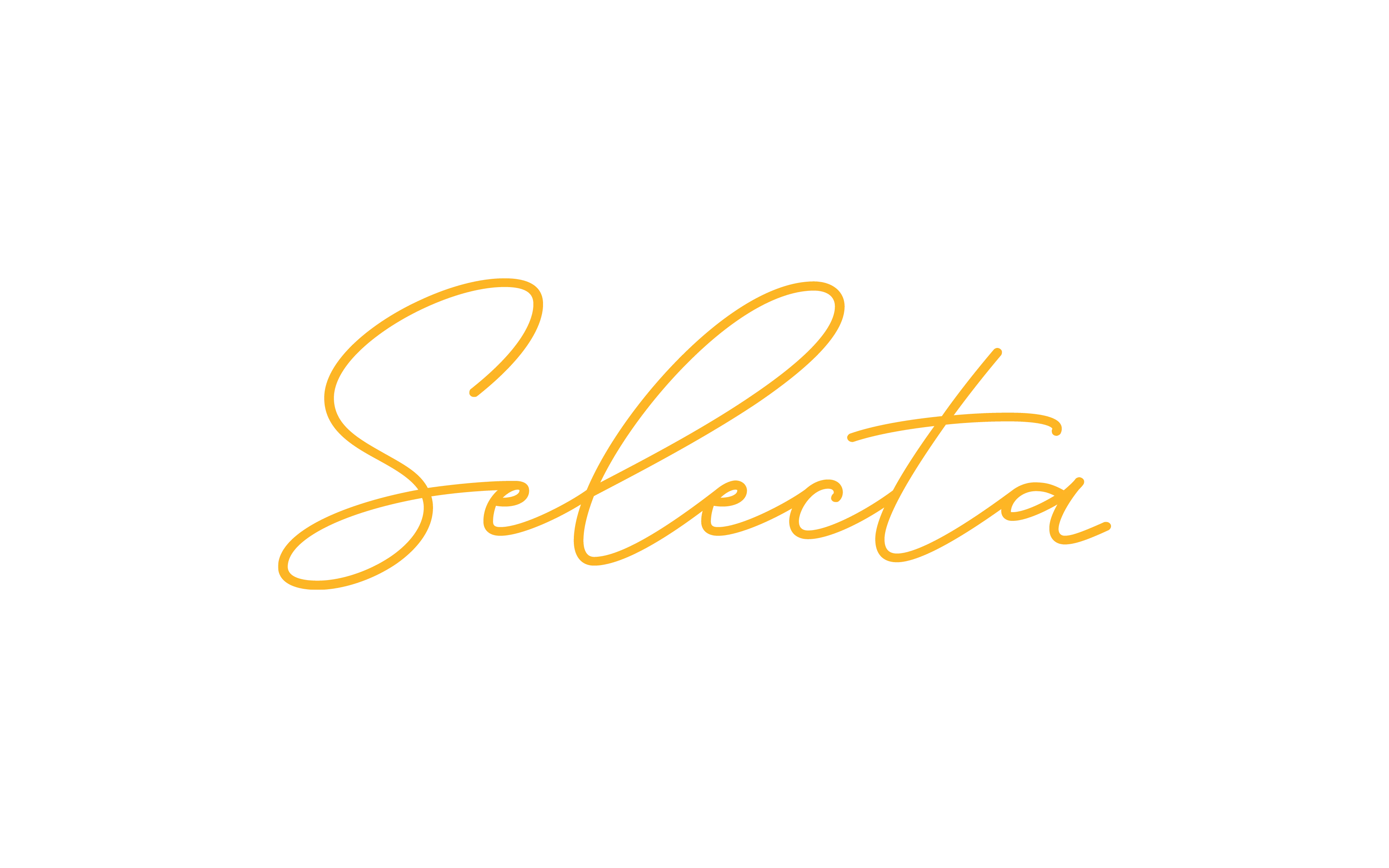 The word "Selecta" written in a flowing, cursive orange script on a black background.