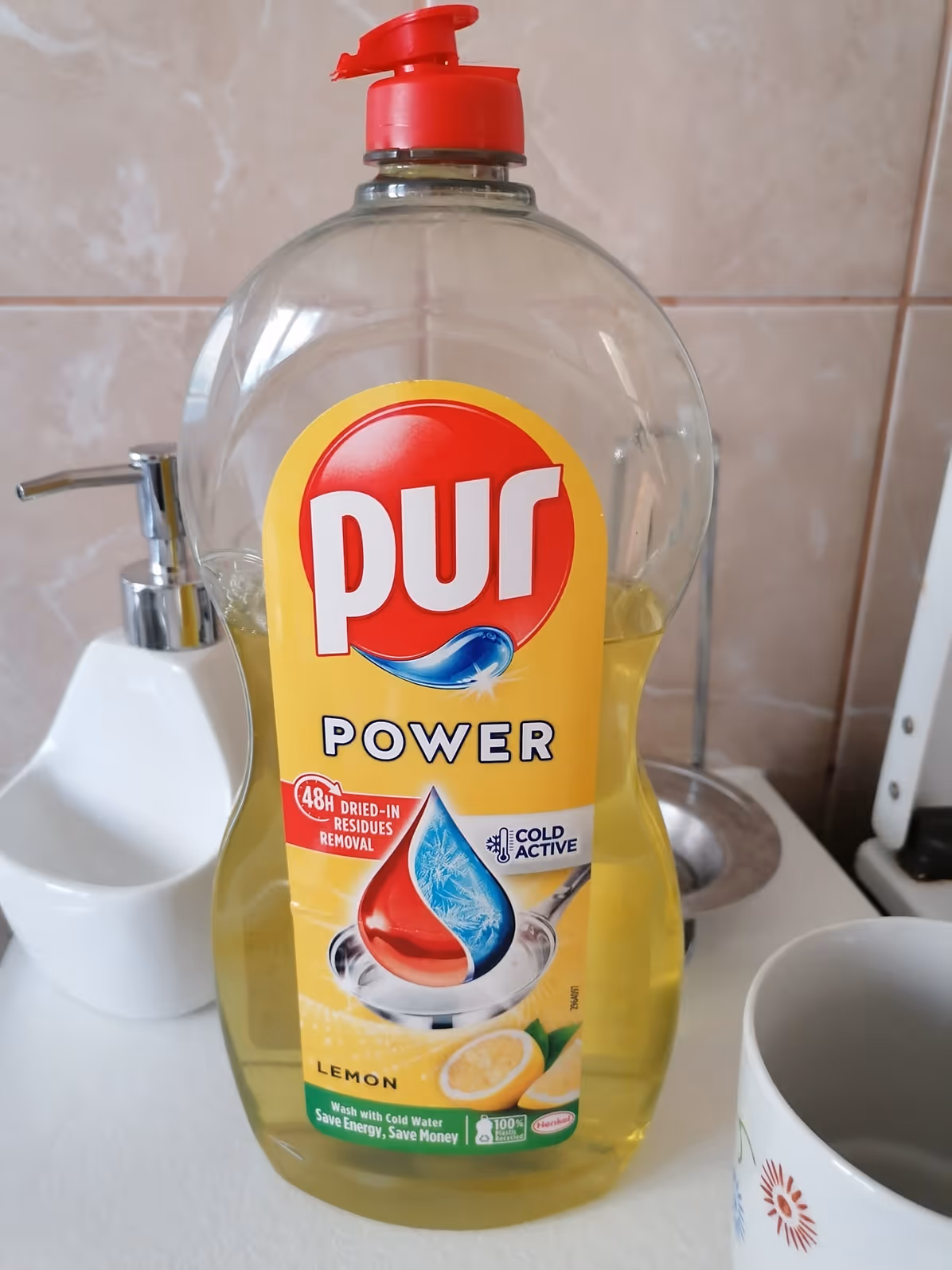 Pur lemon mosogató, cold active, 48 residual removal feliratokkal, citrom képével