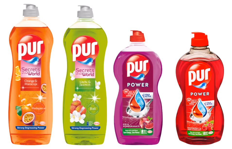 Egzotikus illatú ()narancs, füge, gránátalma) és vibráló színű mosgatószerek