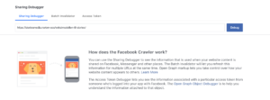 Debug facebook lenke