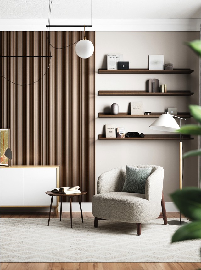 Lamelový stenový obklad 4Design v modernom byte