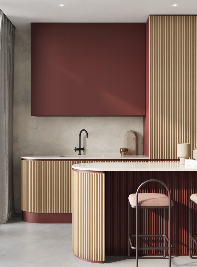 Ohýbateľné stenové panely 4Design – aplikácia na nábytku