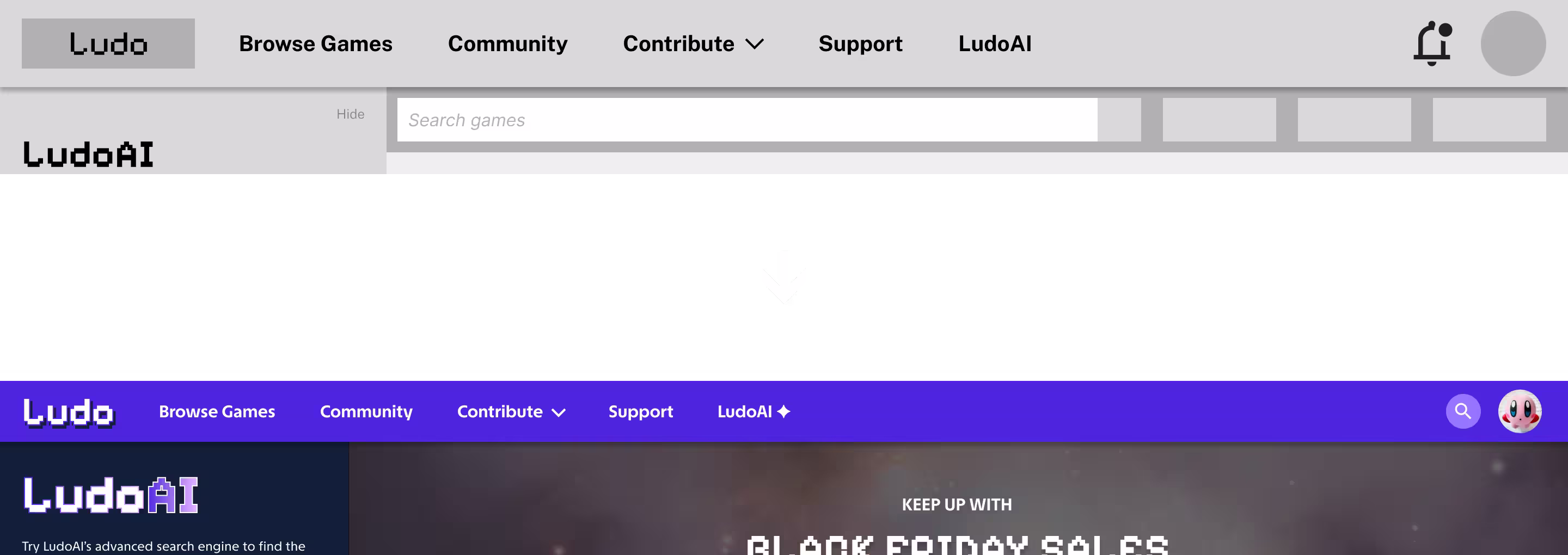 low fidelity desktop navbar to high fidelity imrpoved desktop navbar