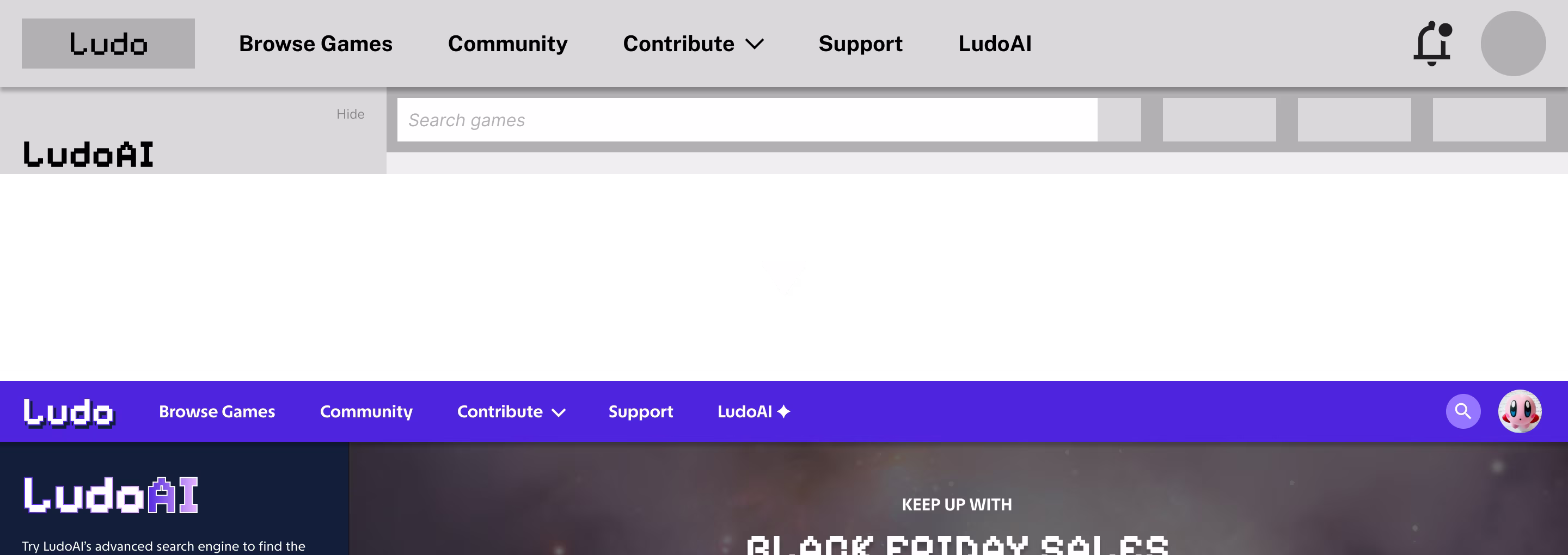 low fidelity desktop navbar to high fidelity imrpoved desktop navbar