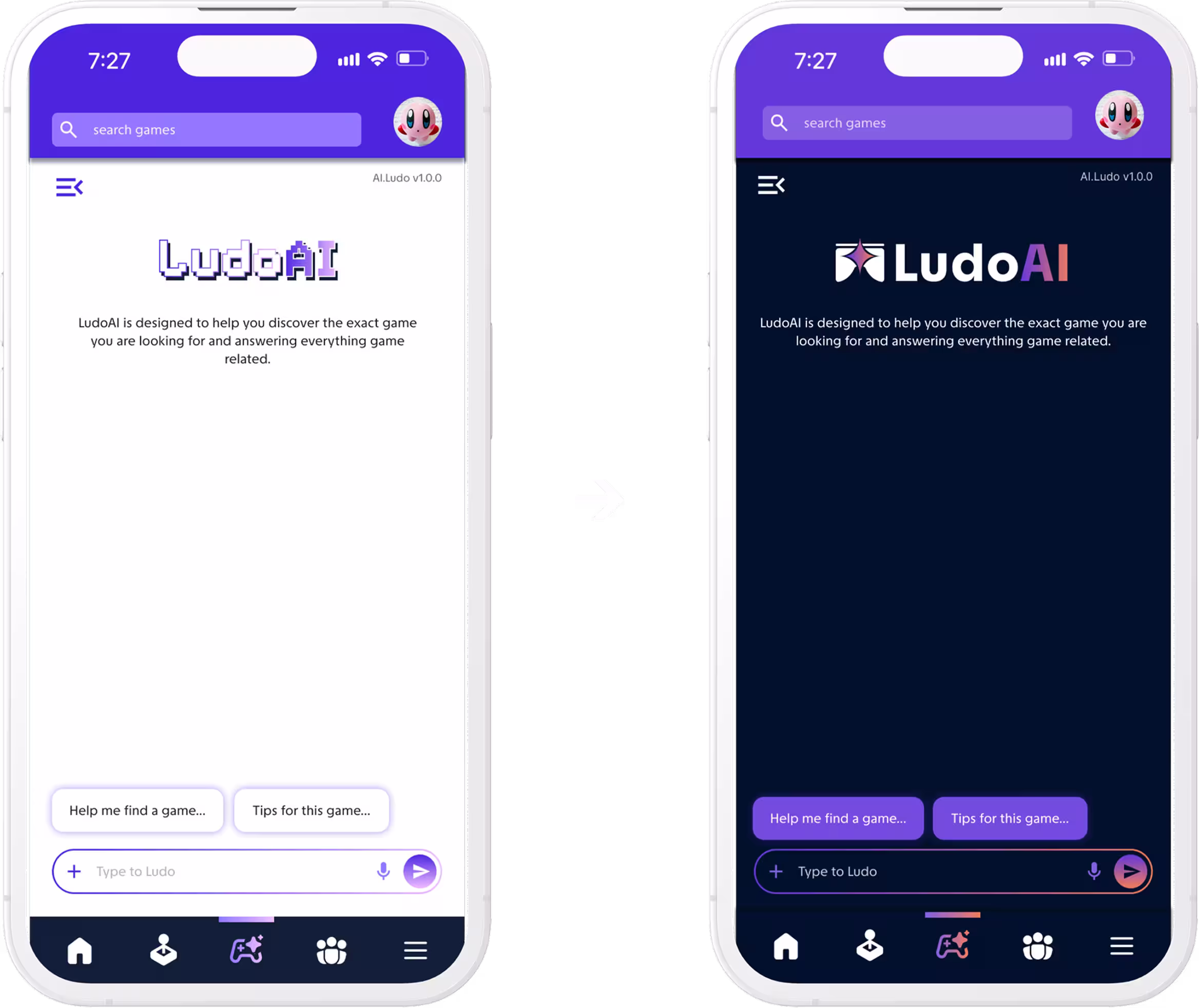 high-fidelity mobile prototype and improved version with better colors