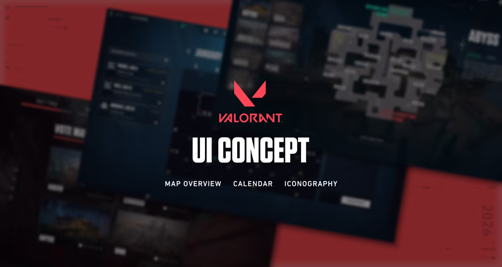 thumbnail for Valorant UI concept including map overview, calendar, and iconography