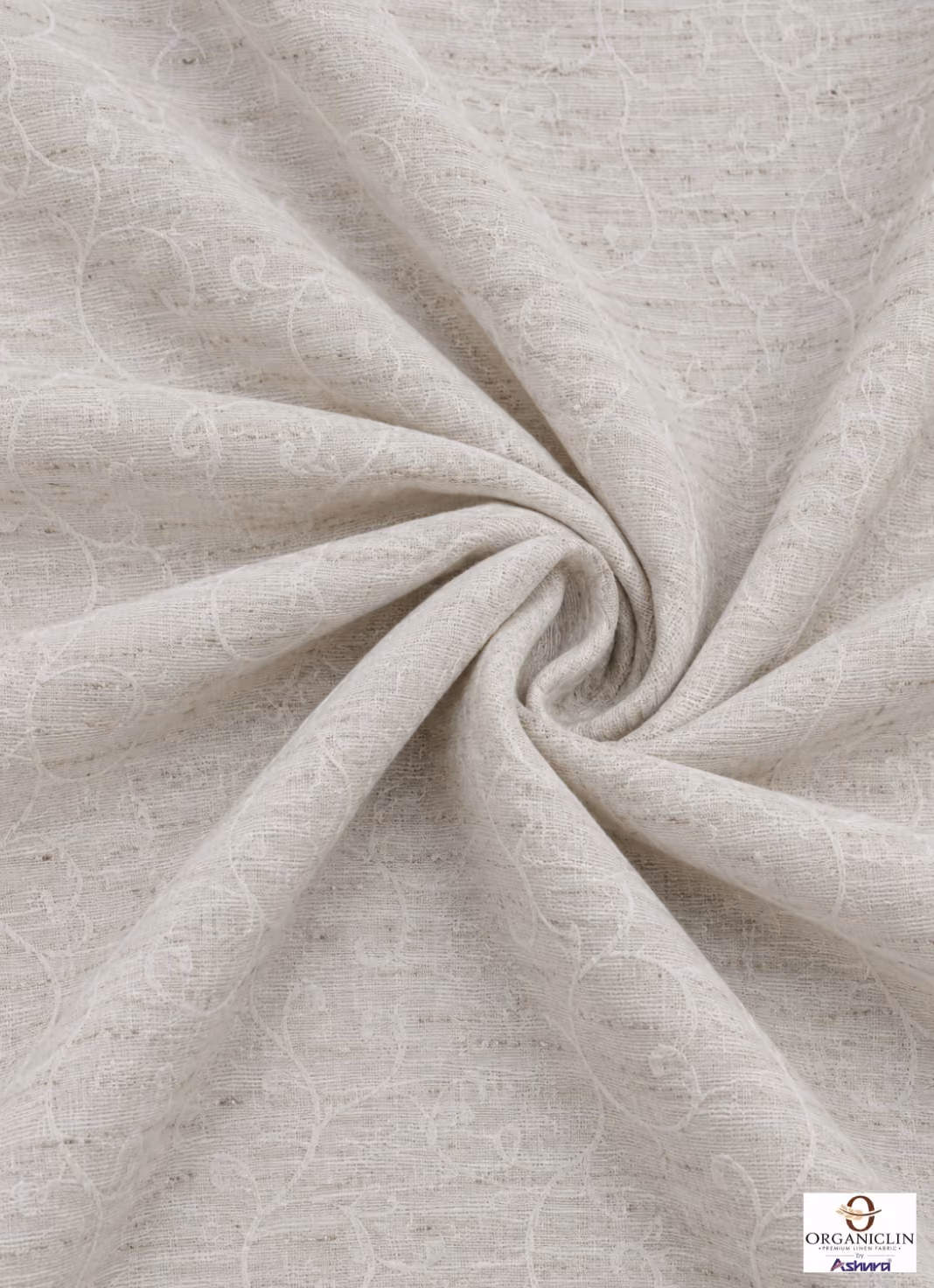 Natural off-white textured jacquard shirting fabric by Organiclin by Meave Italia