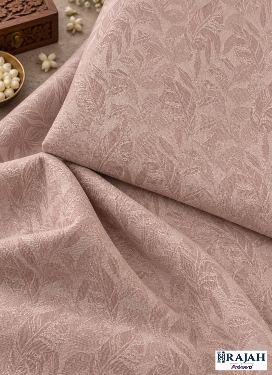 Pink tone-on-tone jacquard kurta fabric by Rajah by Ashvira