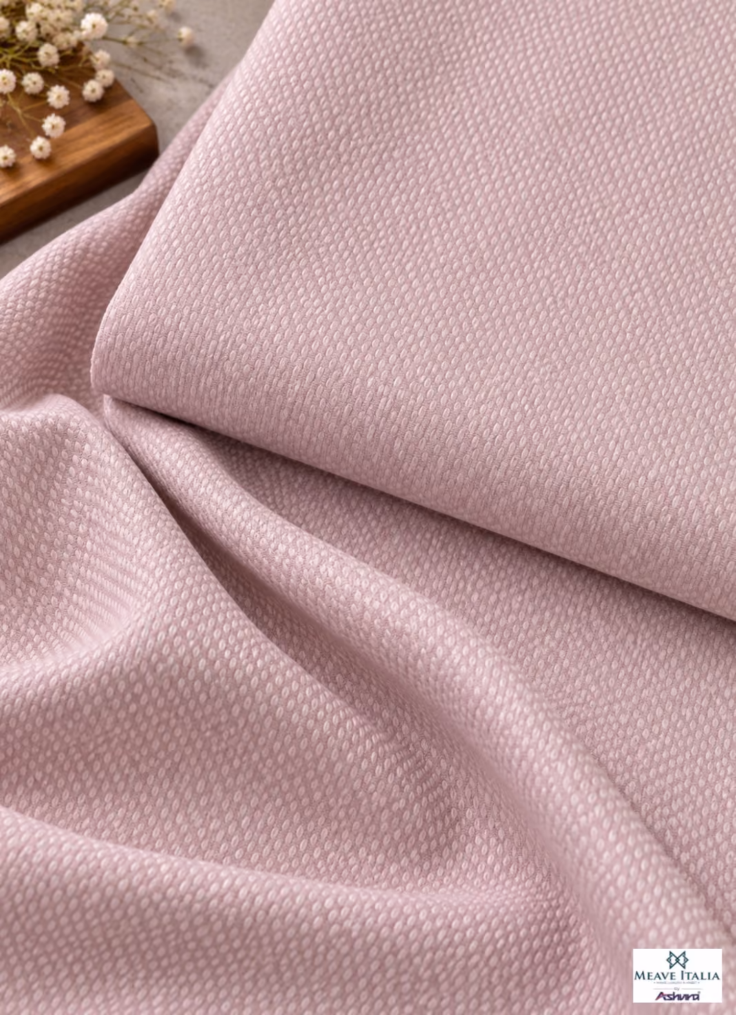 Soft pink self dobby shirting fabric with fine woven texture by Meave Italia